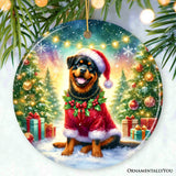 Charming Rottweiler in Festive Attire Ornament, Heartwarming Dog-Themed Christmas Gift Decor