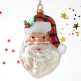 Cheerful Santa Head Sparkling Glass Christmas Ornament