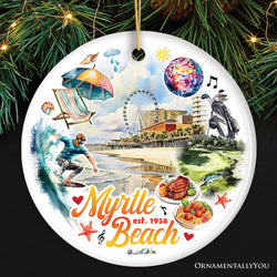 Classic Myrtle Beach Artistic Handcrafted Christmas Ornament, South Carolina Souvenir and Keepsake Decor