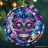 Cosmic Celestial Sugar Skull Ornament, Stellar Christmas Gift and Decor