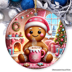 Cozy Gingerbread Man Pink Themed Ornament, Delightful Christmas Gift and Decor