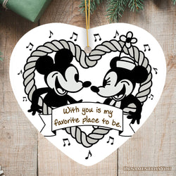 Cute Mouse Couple Love Quote Ornament, Classic Steamboat Willie Christmas Gift and Decor