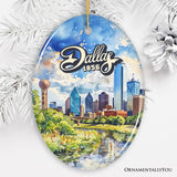 Dallas City Artistic Ceramic Ornament, Texas Souvenir and Christmas Decoration Keepsake