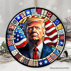 Donald Trump in Stained Glass Style Ornament, 2024 Election Support Christmas Gift