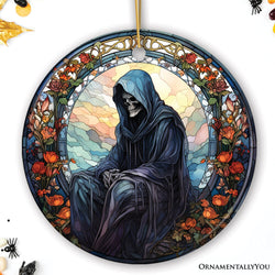 Halloween Angel of Death Stained Glass Style Ceramic Ornament