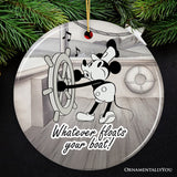 Funny Mouse Sailing Quotes Ornament, Classic Steamboat Willie Christmas Keepsake and Decor