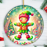 Gingerbread Man as a Christmas Elf Ornament, Magical Holiday Gift and Tree Decor