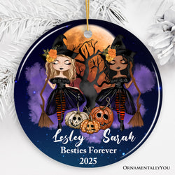 Halloween Witch Besties Personalized Ornament