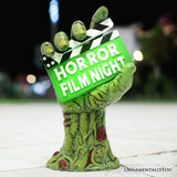 Horror Film Night Zombie Hand Statue, 10" Solar Powered Halloween Themed Garden Figurine