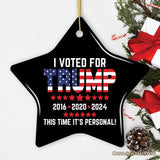 I Voted for Trump It's Personal Election Ornament, American Pride Christmas Keepsake