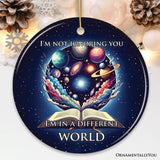 I’m in a Different World Unique Book Lover Ornament, Book Club Christmas Gift