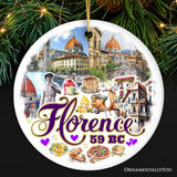 Illustrated Scenery of Florence City Ceramic Ornament, Italy Travel Souvenir and Christmas Gift