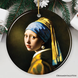 Johannes Vermeer Girl with a Pearl Earring Ceramic Ornament, Famous Painting Souvenir