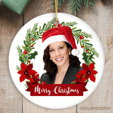 Kamala Harris Merry Christmas in Christmas Wreath Ornament