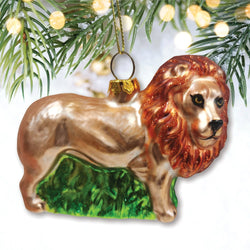 Exotic Safari Lion Glass Christmas Ornament