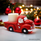 Red Truck with Santa Christmas Candle, Ceramic and Scented with an Invigorating Lemon Basil Fragrance