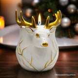 Luxurious Ceramic Deer Candle, Holiday Home Decor Scented with an Enticing English Pear Aroma