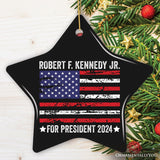 Robert F Kennedy Jr for President 2024 with USA Flag in Black Ornament