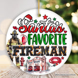 Santa's Favorite Fireman and Firewoman Ornament, Artistic Christmas Appreciation Keepsake