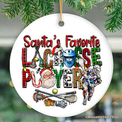 Santa's Favorite Lacrosse Player Christmas Ornament, American Sport Appreciation Gift