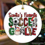 Santa's Favorite Soccer Goalie Plaid Ornament, Football Christmas Gift