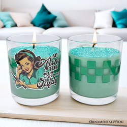 Sassy Retro Girl Dazzling Green Candle, Funny Gift