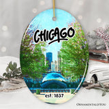 Simply Unique Chicago Christmas Ornament, Ceramic Keepsake Souvenir Gift