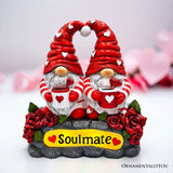 Soulmate Valentine Gnome Couple Solar Powered Figurine, 6" Romantic Room Statue Decoration