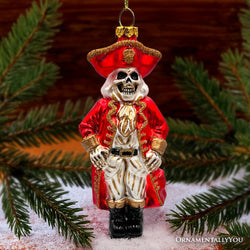 Spooky Pirate of the High Seas Glass Ornament, Creepy Halloween Tree Decoration