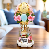 Springtime Voyage Easter Bunny Hot Air Balloon Figurine, 7" Charming Holiday Decor