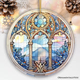 Suncatcher Window Stained Glass Style Ceramic Ornament, Christmas Gift and Decor