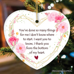 Thank You From The Bottom of My Heart Christmas Ornament, Appreciation Gift for Friends and Family