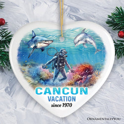 Unique Cancun Mexico Vacation Ornament, Tropical Mexican Ocean Keepsake Art and Decor