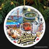 Unique San Francisco Handcrafted Ceramic Ornament, California Souvenir and Christmas Gift