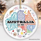 Vibrantly Unique and Stylish Australia Continent Map Ornament, Christmas Souvenir