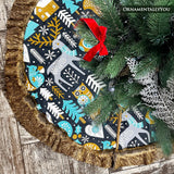 Woodland Animal Scandinavian Folk Christmas Tree Skirt