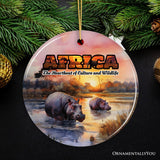 Artistic Natural Beauty of African Landscapes and Wildlife with Quotes Ornament, Christmas Gift or Travel Souvenir, Safari, Serengeti and Mount Kilimanjaro