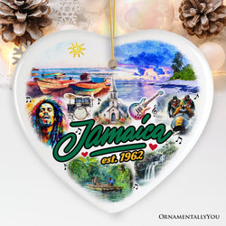 Culturally Vibrant Jamaica Ceramic Art Ornament, Artistic Caribbean Souvenir and Christmas Decor