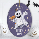 Customized Spooky Ghost Phantom Playful Halloween Ornament