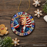 Donald Trump in Stained Glass Style Ornament, 2024 Election Support Christmas Gift