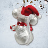 Festive Holiday Mouse Glass Christmas Ornament