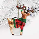 Festive Reindeer Glass Christmas Ornament Figurine