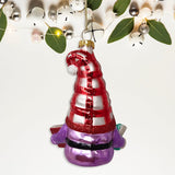 Festive Teacher Gnome Glass Christmas Ornament, Holiday Tree School Gift