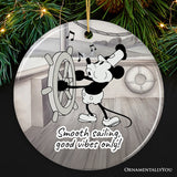 Funny Mouse Sailing Quotes Ornament, Classic Steamboat Willie Christmas Keepsake and Decor