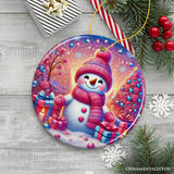 Joyful Frost Snowman Pink Themed Ornament, Festive Winter Spirit for Holiday Gift