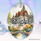 Lively Bangkok City Artistic Ceramic Ornament, Thailand Souvenir and Christmas Decor Keepsake