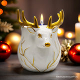 Luxurious Ceramic Deer Candle, Holiday Home Decor Scented with an Enticing English Pear Aroma