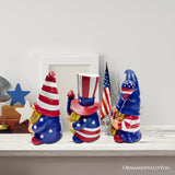 Patriotic Gnome Trio Figurines, 6" Set of Three Garden Statues and July 4th Decoration