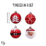 Santa Claus Inspired 9 Piece Round Ornament Christmas Bundle