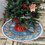 Scandinavian Folk Fox Christmas Tree Skirt